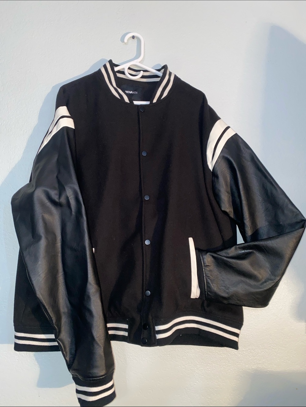 Black & White Men's Varsity Bomber Jacket